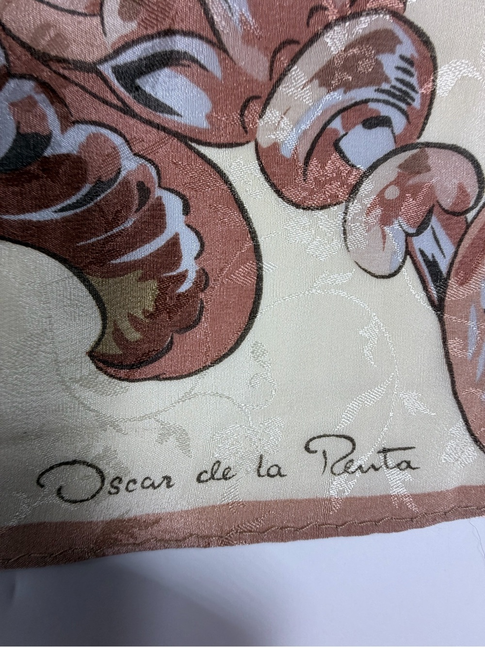 Vintage Oscar de la Renta 100% Silk Square Scarf Baroque Floral 30x30 Japan - Picture 7 of 10
